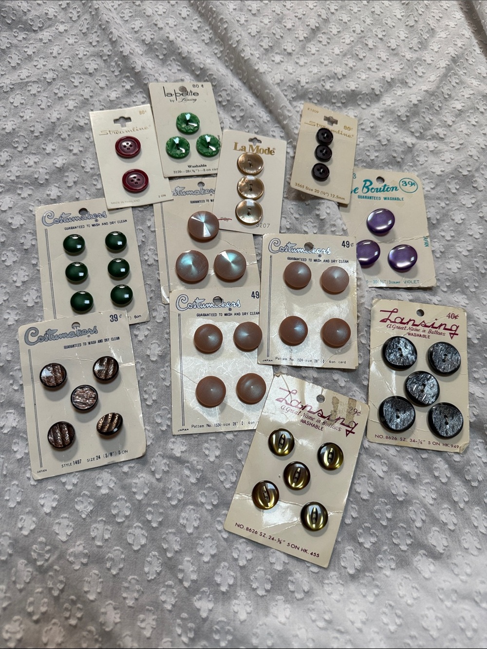 Assorted Vintage Buttons set of 12 cards